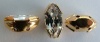 Swarovski Sew On Stones Gold Plated Beads Marquise Navette Cats Eye x 2