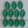 Leaf H 12 mm Green Teal 50720  Czech Glass Bead Charm  x 25