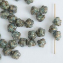 Flower Button 7mm Blue Turquoise Blue Picasso 63020 Czech Glass Bead x 25