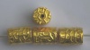 Vermeil Sterling Silver Gold Plated Bead Cylinder Patterned x 1
