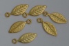 Vermeil Sterling Silver Gold Plated Charm Earring Leaf Matt  x 1