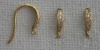 Vermeil Sterling Silver Gold Plated Earring Ear Hook Millegrain Set Cz Loop x1pr