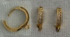 Vermeil Sterling Silver Gold Plated Earring Hoop Square Millegrain Set cz x 1pr