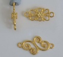 Vermeil Sterling Silver Gold Plated Link Scroll Flower Bracelet Necklace x 1