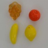 Fruit 3D Yellow Czech  Glass Charm Beads Banana x 9