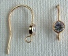 Rolled Gold Filled Earring Ear Hook Wire French Fish  Cz Loop Yellow x 1pr