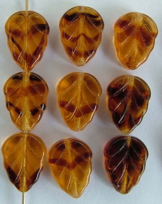 Leaf V 10 mm Brown Tortoise 18036 Czech Glass Beads x 25