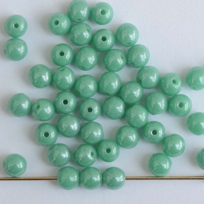 Druk Round Green 3 4 6 mm Turquoise Shimmer 63130-14400 Czech Glass Beads